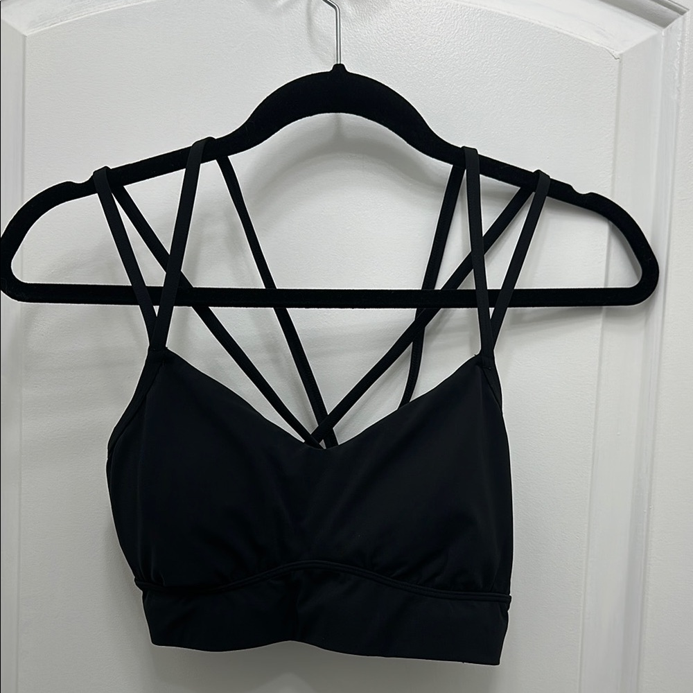 Black Strappy padded Sports Bra